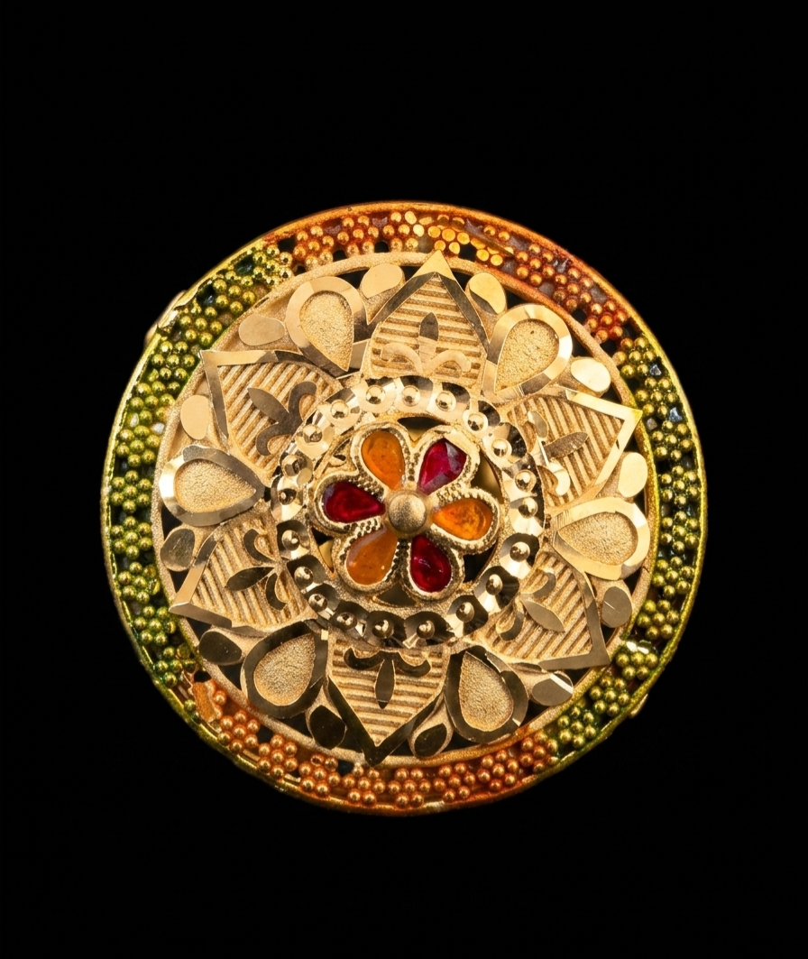Royal Meenakari Mandala Statement Ring