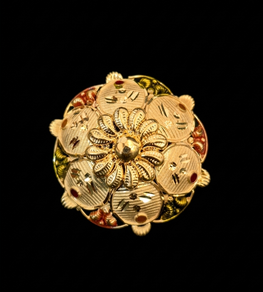 Floral Coin Medallion Statement Ring
