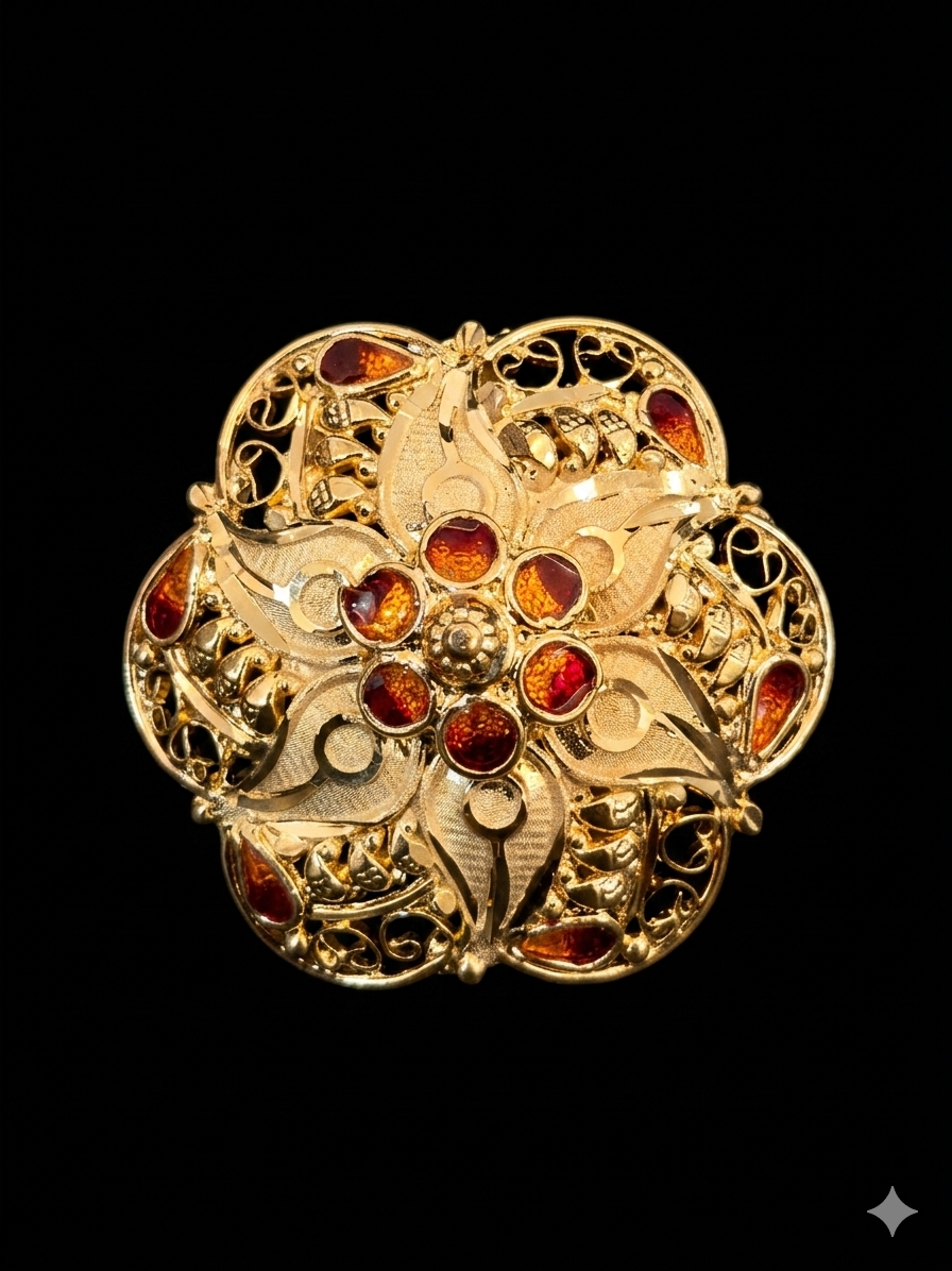 Floral Filigree Enamel Statement Ring