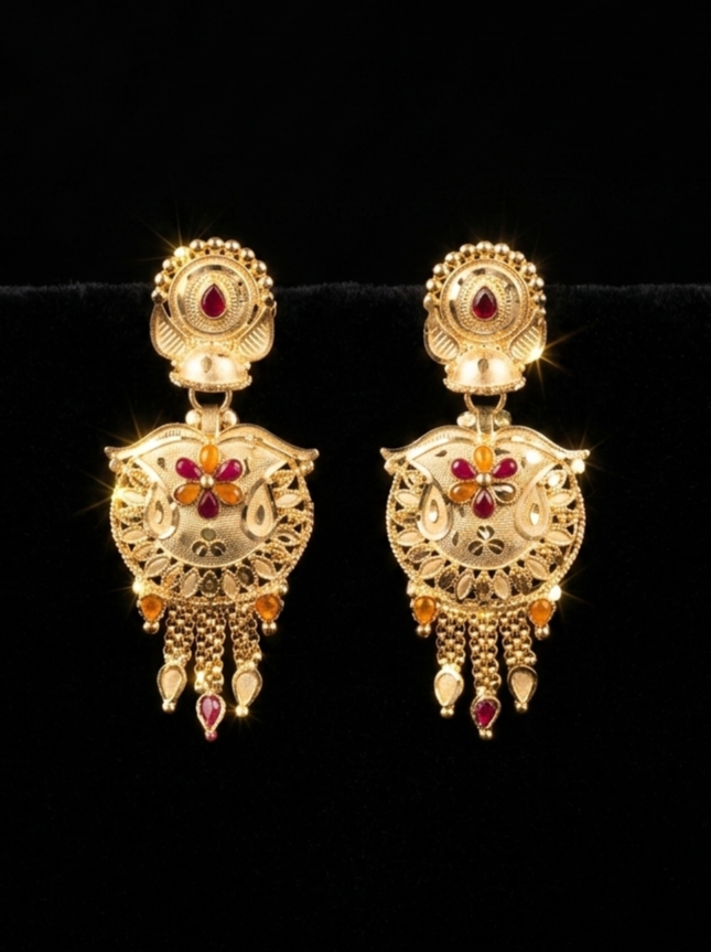 Traditional Meenakari Chandelier Tassel Earrings
