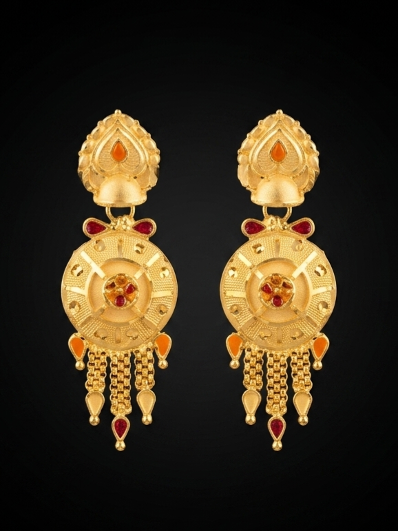 Traditional Meenakari Medallion Tassel Earrings