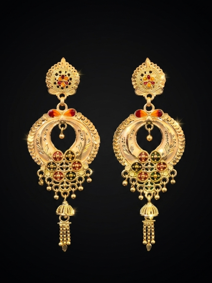 Royal Meenakari Chandbali Tassel Earrings