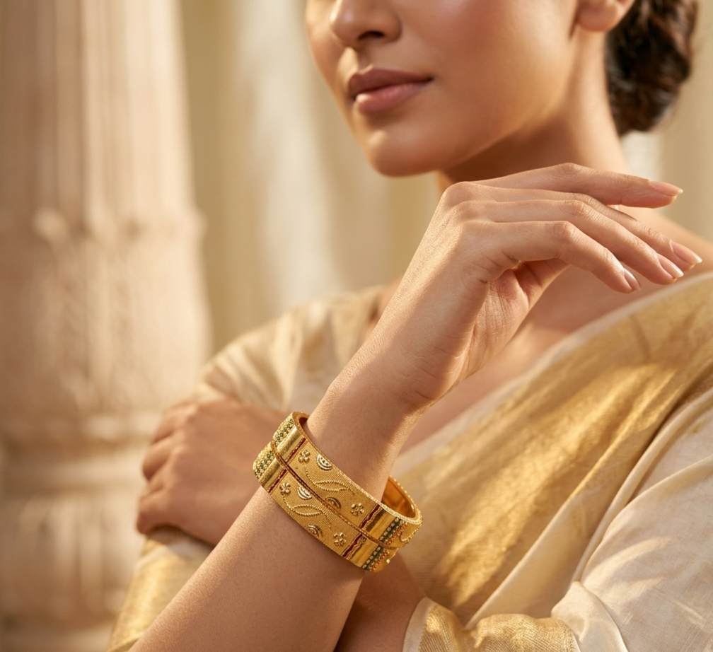 Traditional Floral Meenakari Bangle Pair view 3