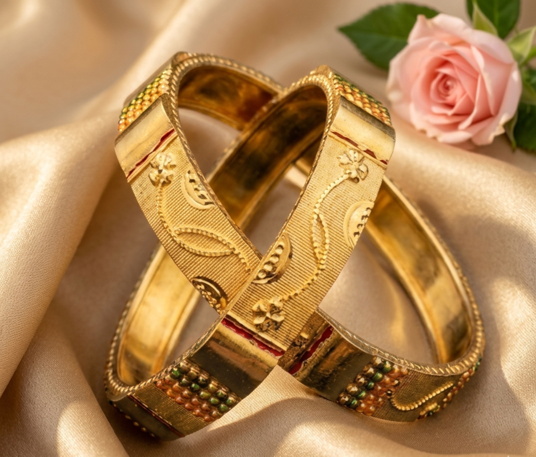 Traditional Floral Meenakari Bangle Pair view 2