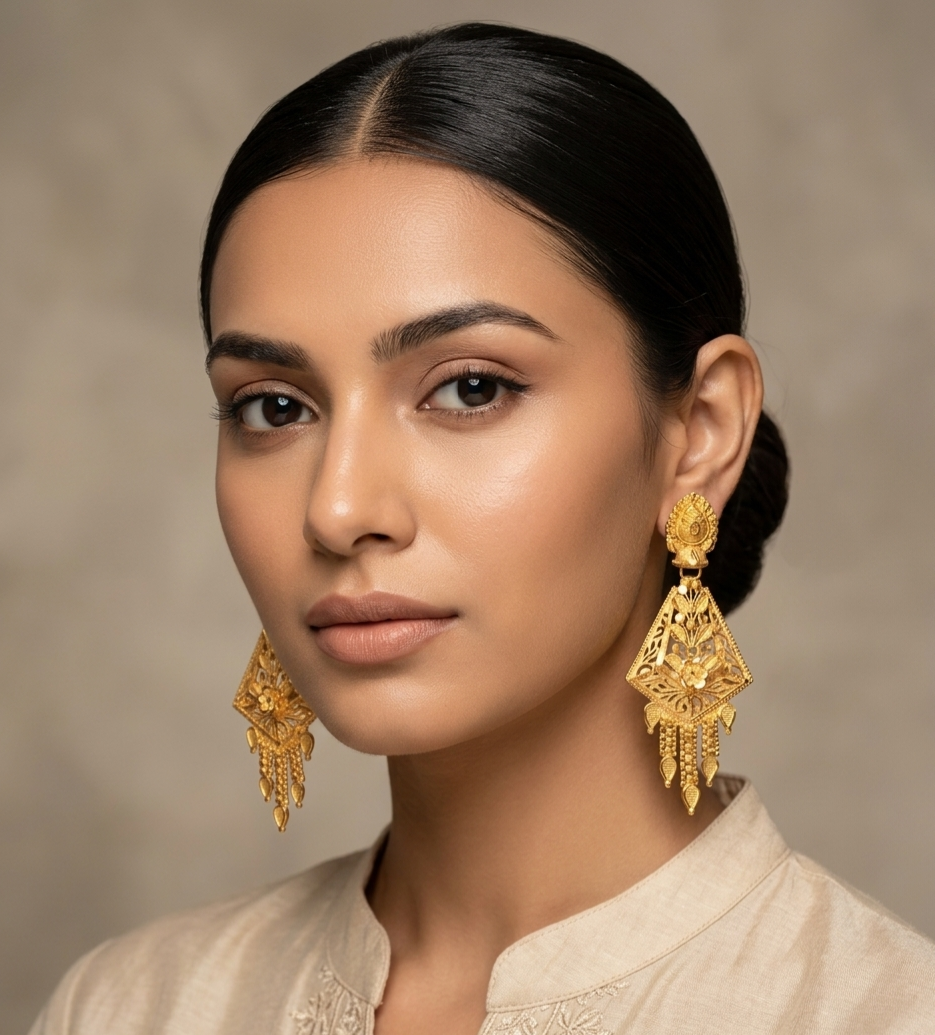 Majestic Floral Filigree Chandelier Earrings view 3