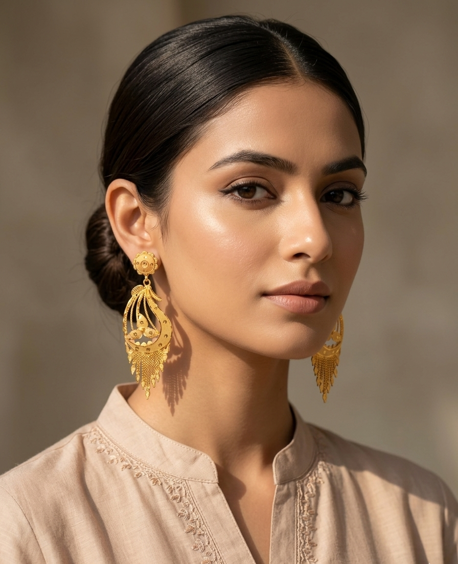 Royal Paisley Filigree Tassel Earrings view 3