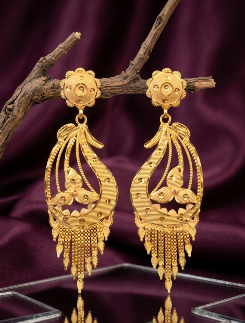 Royal Paisley Filigree Tassel Earrings view 2