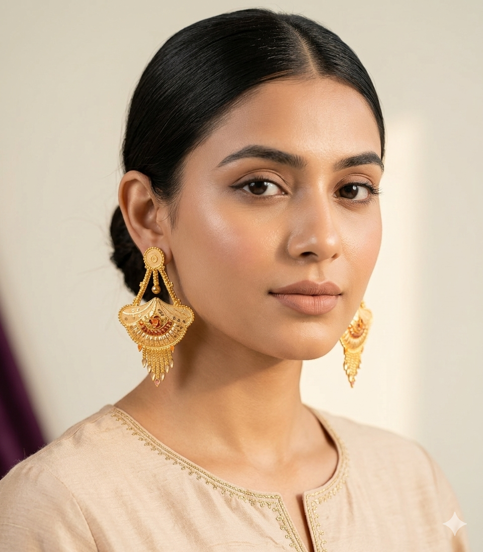 Royal Meenakari Fan Tassel Earrings view 3