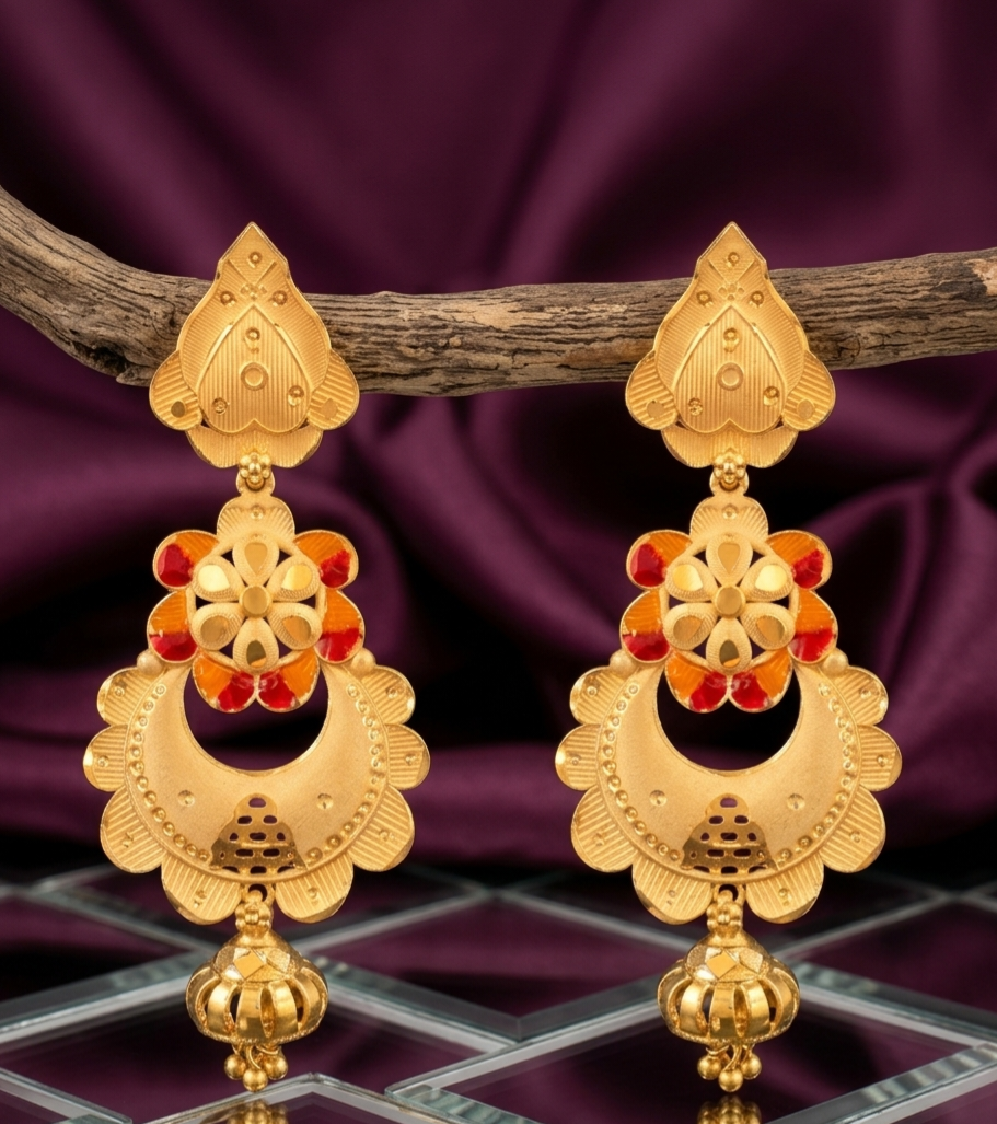 Royal Meenakari Floral Chandbali Earrings view 2