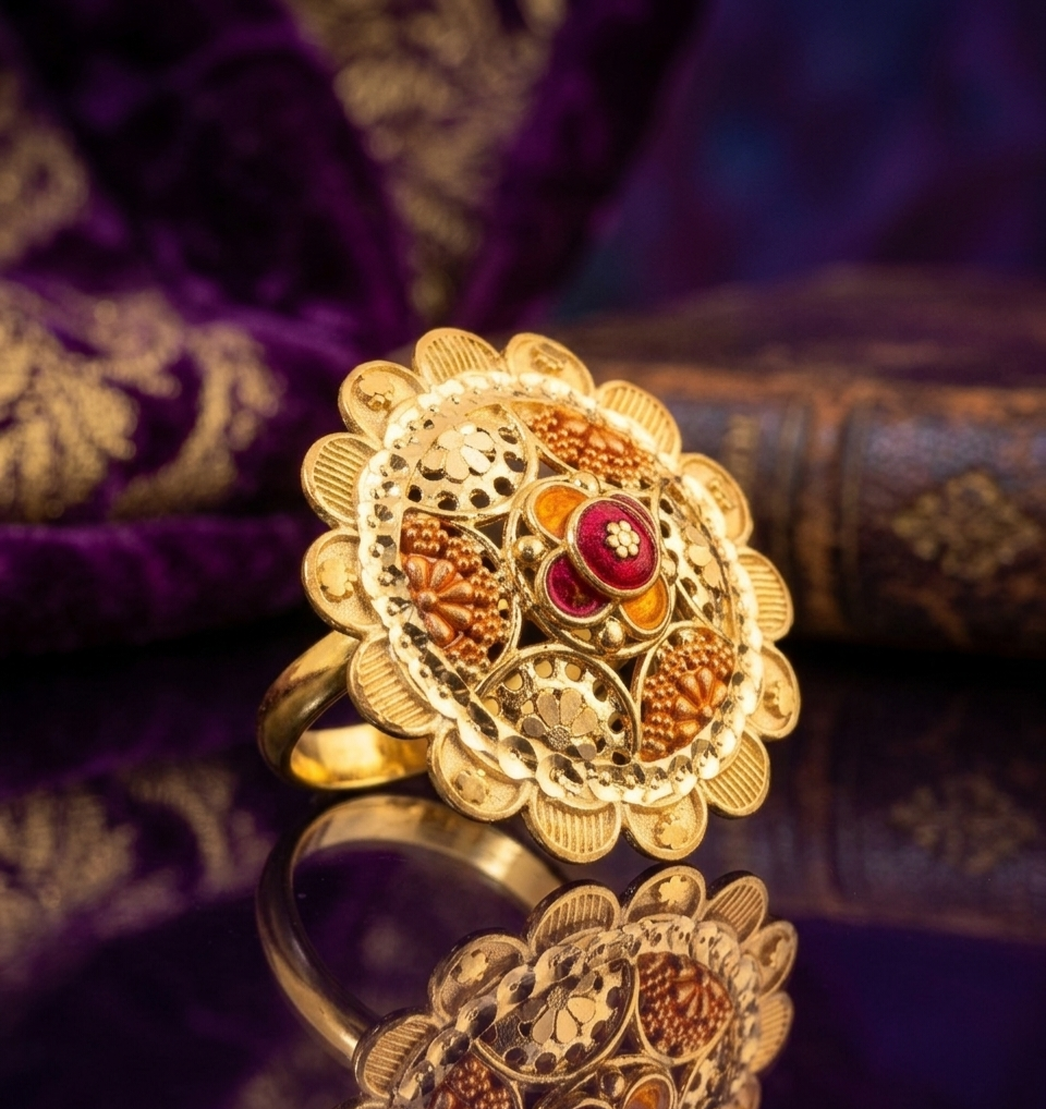 Royal Mandala Enamel Statement Ring view 2