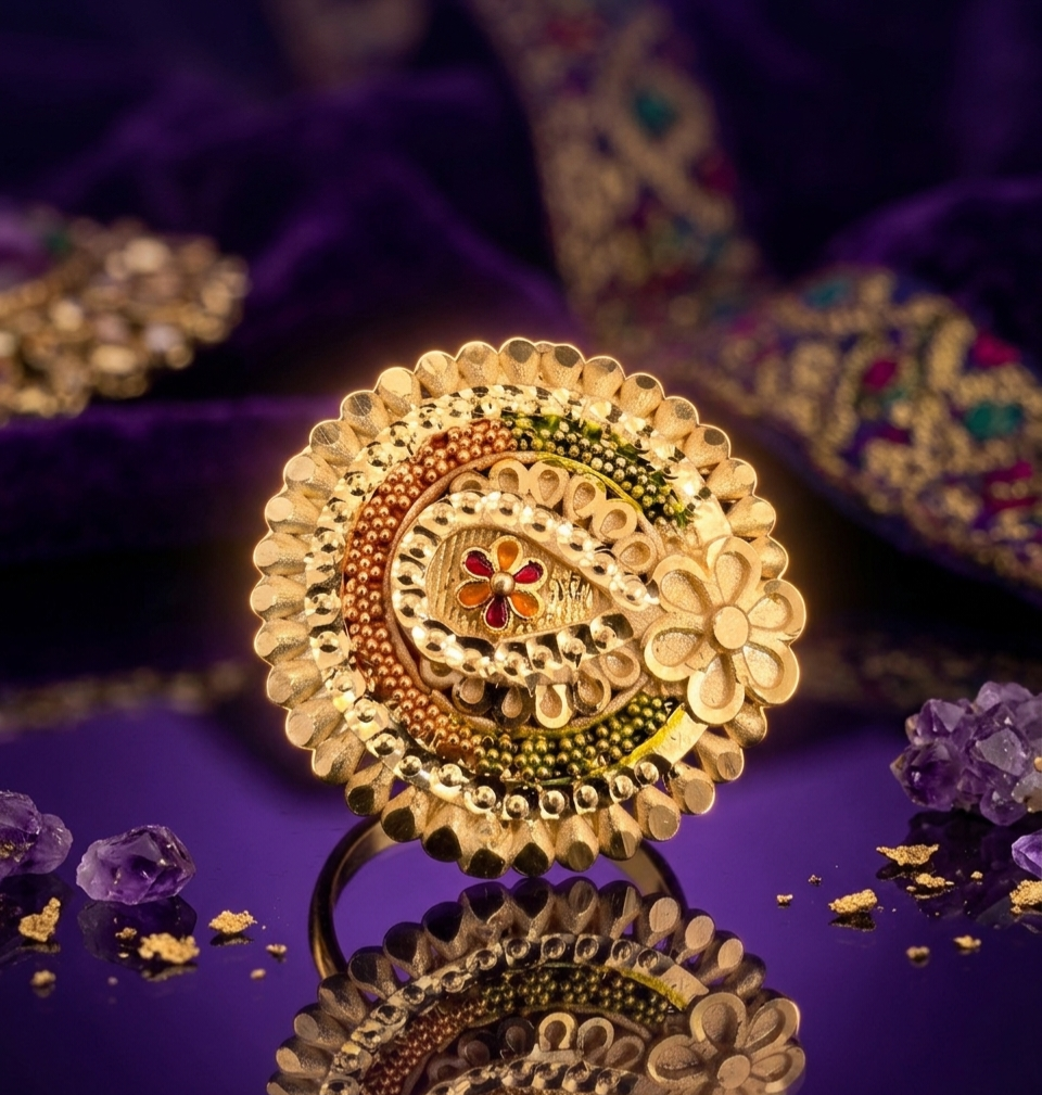Royal Paisley Enamel Statement Ring view 2