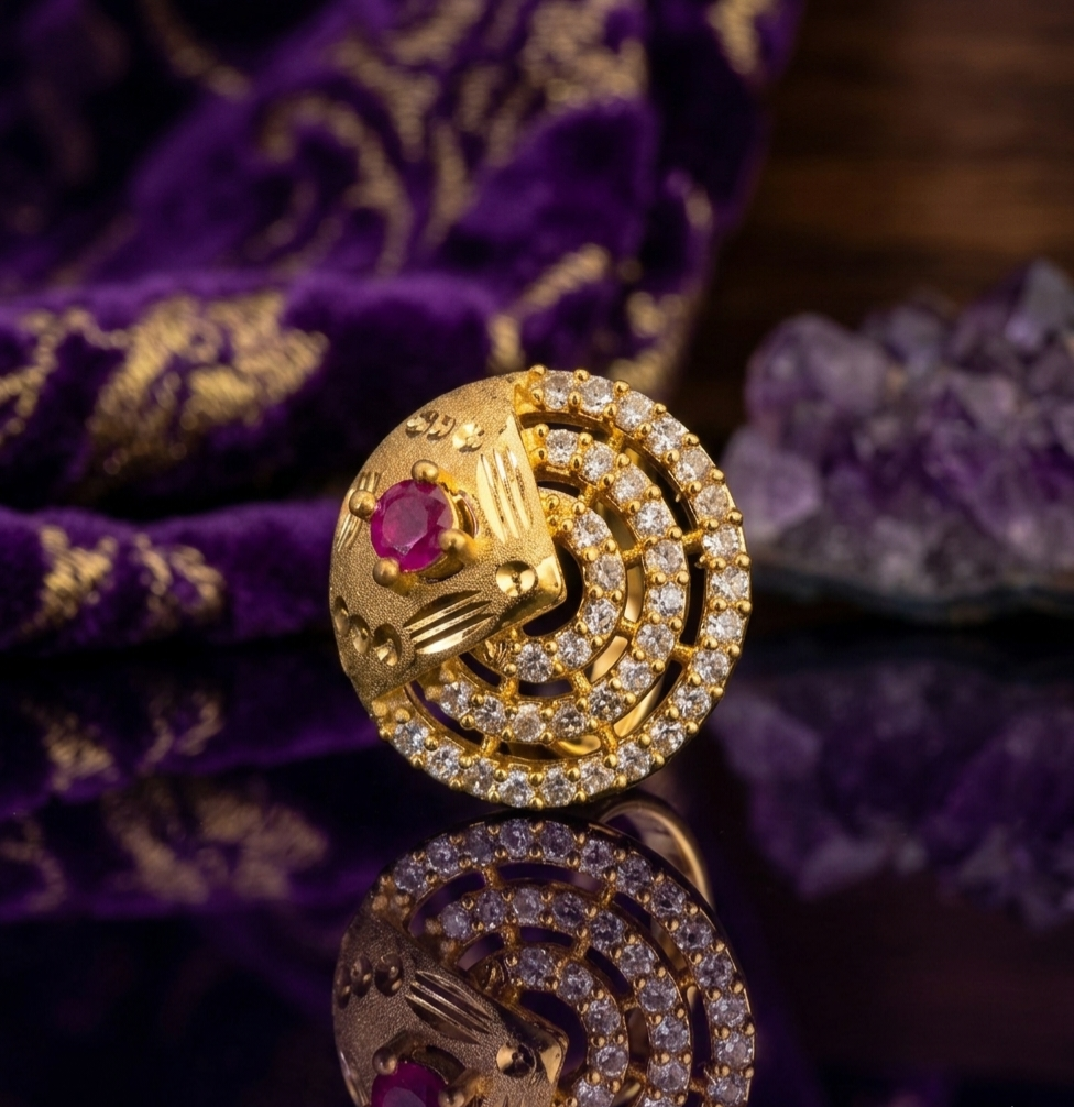 Spiral Ruby & Zircon Statement Ring view 2
