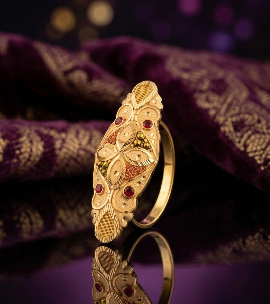 Traditional Floral Meenakari Statement Ring view 2