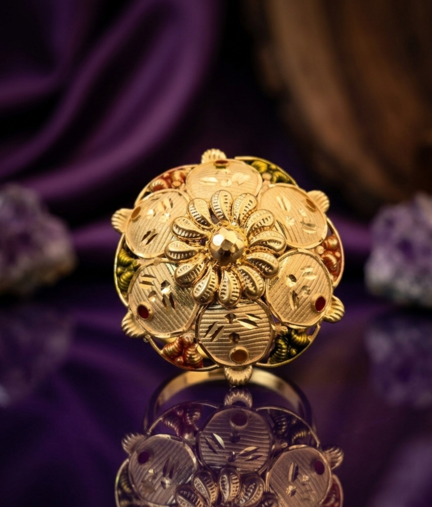 Floral Coin Medallion Statement Ring view 2