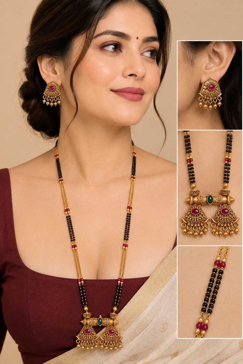 Long Mangla Sutra With Earrings view 2